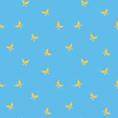 seamless blue pattern with yellow butterflies