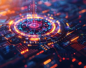 Poster - futuristic digital insurance interface with holographic elements showcasing seamless connectivity an