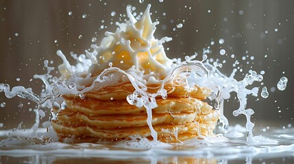 Wall Mural - Pancake explosion isolated on white background