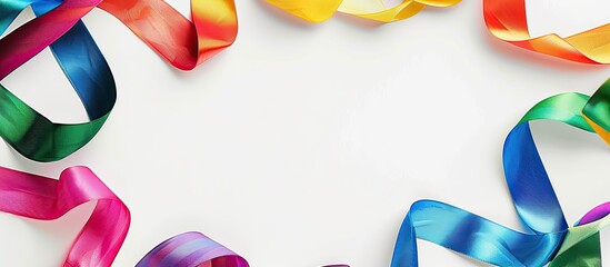 Wall Mural - Vibrant ribbons on a white background with copy space image