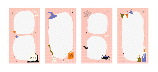 Fototapete - Halloween Social Media Instagram Stories Collection, Halloween Sale Backgrounds. Halloween stories on Instagram. Cute set of holiday templates and stories