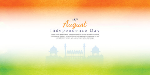 Watercolor 15 august Indian independence day banner design, watercolor background , vector file, 