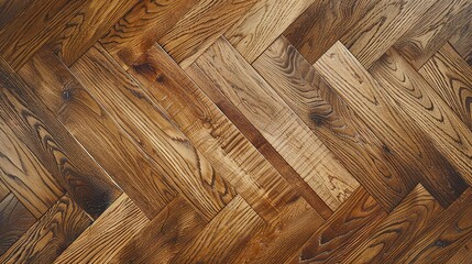 Wall Mural - Elegant luxurious bright brown parquet laminate vinyl floor with herringbone pattern, flooring rustic oak wooden - wood timber panel decor texture flooring wall background, top view