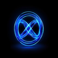 Wall Mural - neon-symbol-loop-sign-light-background-3d-line-abstract-infinite-glow-digital-blue-shape-concept-icon