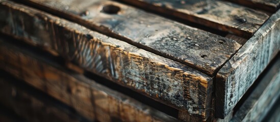 Poster - Close up view of an aged wooden crate used as a background for a copy space image