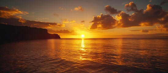 Poster - Scenic coastal sunset with a stunning view perfect as a copy space image