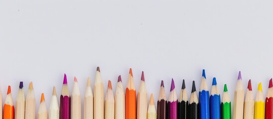 Poster - Arranged colorful pencils with copy space image