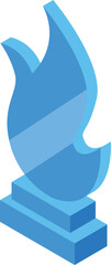 Poster - Blue glass trophy is standing on a pedestal and representing the concept of success, achievement and reward