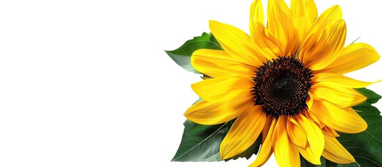 Poster - Sunflower displayed on a clear white backdrop for copy space image