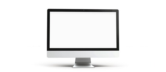 Poster - Utilizing a computer with a white backdrop for the copy space image