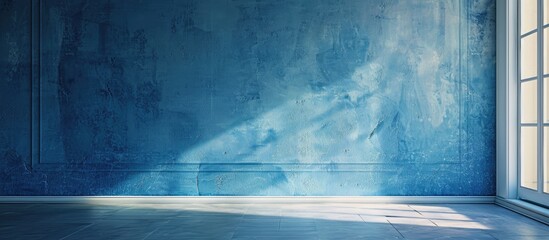 Wall Mural - Classic and simple blue plaster walls provide a background with ample copy space image