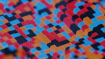 Poster - Floating Multicolored Transparent and Opaque Cubes on Black Background..