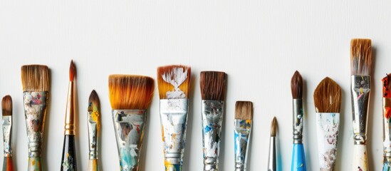 Poster - Various paintbrushes displayed on a white backdrop with available copy space image