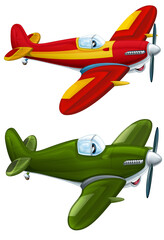 Wall Mural - cartoon happy traditional plane with propeller flying on white background illustration for children