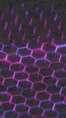 Aufkleber - Dark Abstract Hexagonal Pattern with Purple and Pink Light Reflections

