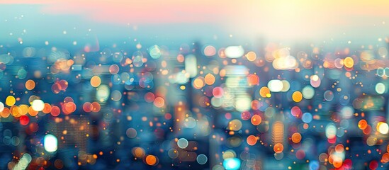 Fototapete - Blurred cityscape with bokeh lights ideal for copy space image