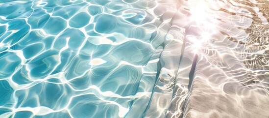 Poster - Crystal clear water in a pool reflecting light perfectly ideal for a copy space image
