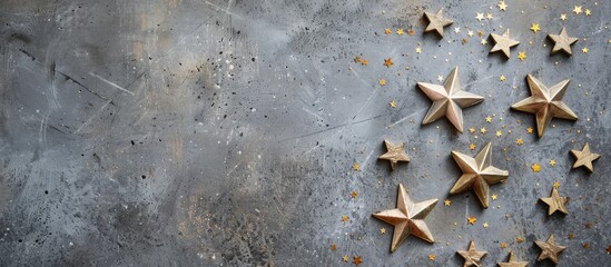 Aufkleber - Gray concrete backdrop with gold stars room for text in the image. with copy space image. Place for adding text or design