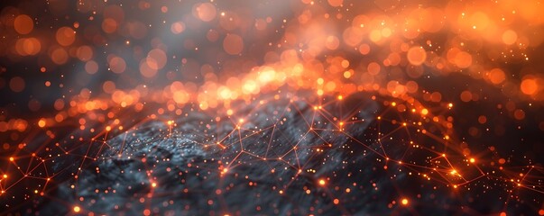 Poster - captivating abstract digital background with interconnected nodes and glowing cyber concept lines