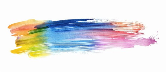 Aufkleber - A long hand-drawn watercolor paintbrush stroke for painting with Copy Space image isolated on white background.