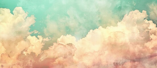 Aufkleber - A stunning cloudy sky with a soft gradient of pastel colors and a textured grunge paper effect creates a beautiful nature abstract background perfect for a copy space image.