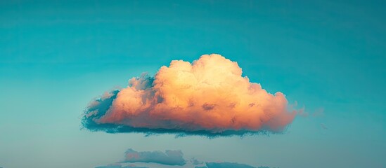 Aufkleber - Scenic sunrise with a solitary white fluffy cloud against a stunning blue sky, ideal for a natural background in a copy space image.