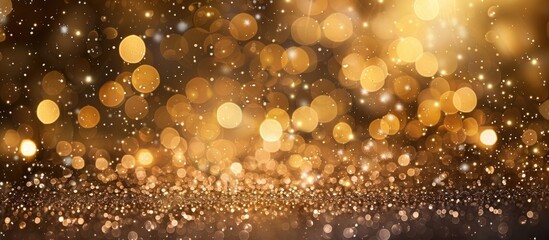 Aufkleber - Abstract golden and silver bokeh lights creating a sparkling glitter background with a copy space image, ideal for New Year and Christmas themes, resembling a shimmering greeting card.