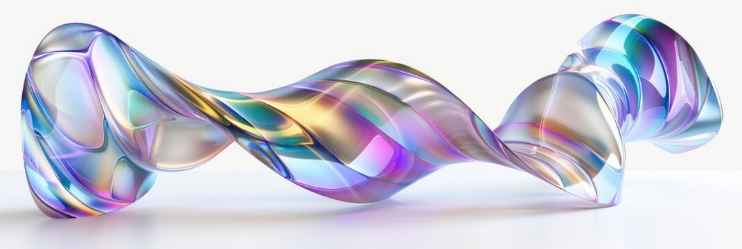 beautiful rendering. Abstract twisted shape. Glassmorphism.