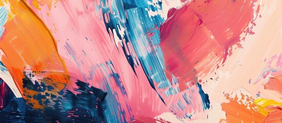 Aufkleber - Vivid and artful brushstrokes creating an abstracted background with copy space image.
