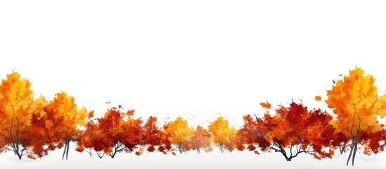 Wall Mural - A fall foliage with copy space image on a white background for a panoramic banner design.