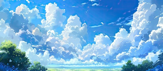 Poster - The striking blue sky and fluffy clouds provide a picturesque backdrop.