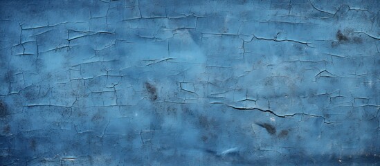 Poster - A textured blue plastic surface with scratches and dirt, set on a blue background providing a great copy space image.