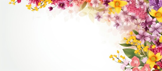 Poster - Spring-themed floral border with copy space image.