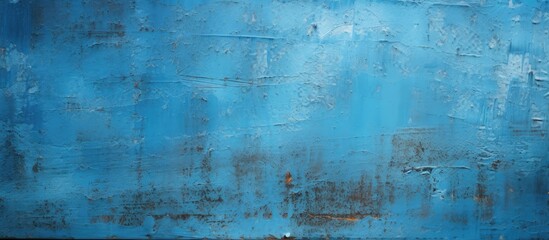 Poster - A textured blue plastic surface with scratches and dirt, set on a blue background providing a great copy space image.
