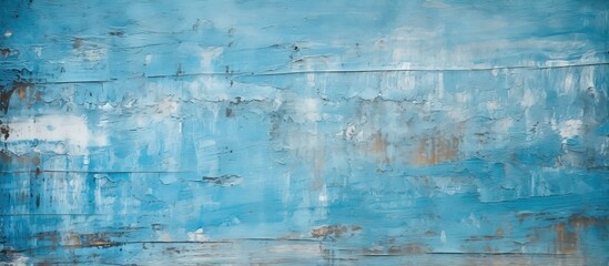 Aufkleber - Horizontal view of a blue backdrop featuring chipped, aged paint, ideal for design projects with ample copy space image.