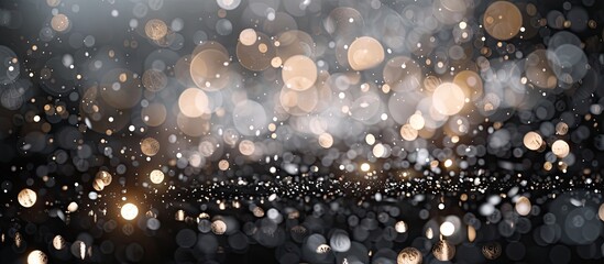 Poster - Celebrate the New Year with a stylish silver light party artwork design set on a black bokeh background with ample copy space image.