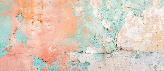 Poster - Textured pastel-colored wall with a vintage, worn look, suitable as a background or wallpaper with copy space image.