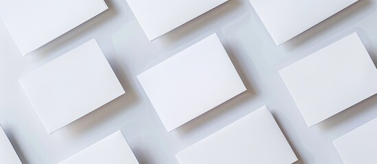 Fototapete - Light background with blank business cards featuring copy space image.