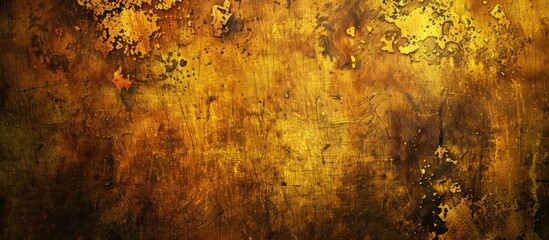 Poster - Grunge background featuring an aged, rusty yellow metal surface with a distressed look and copy space image.