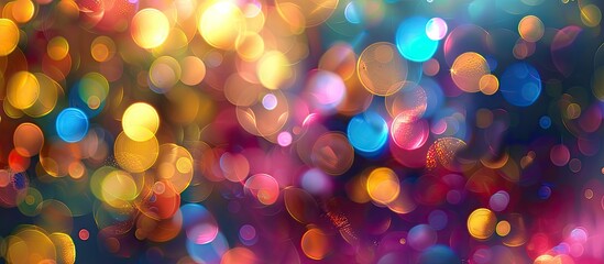 Fototapete - Background with multicolored defocused bokeh lights, great for copy space image.