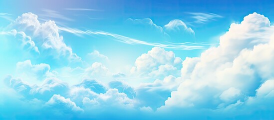 Poster - blurry sky and clouds with a bright blue gradient background create an abstract backdrop with copy s