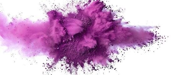 Aufkleber - Capture the dynamic explosion of purple color powder on a white background in a stunning copy space image.