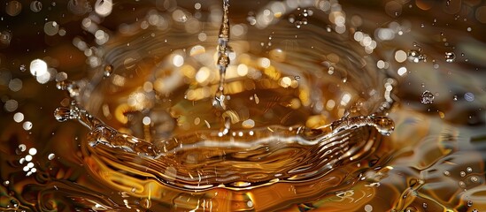 Sticker - A water drop falling creates fantasy textures and patterns on the drink's surface, ideal for copy space image.