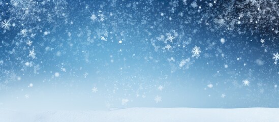 Poster - Card suitable for winter and holiday messages on artificial snow against a blue backdrop with space for text or images.