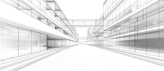 Aufkleber - Interior perspective of multiple buildings with a copy space image.