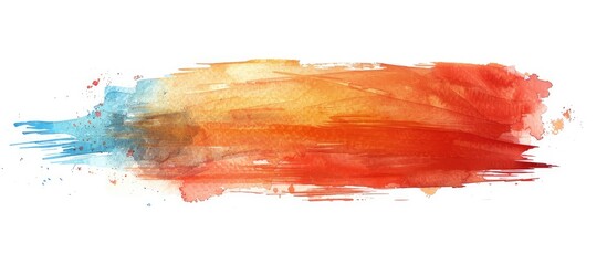 Aufkleber - A long hand-drawn watercolor paintbrush stroke for painting with Copy Space image isolated on white background.