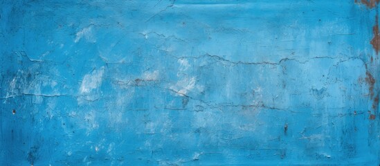 Poster - A textured blue plastic surface with scratches and dirt, set on a blue background providing a great copy space image.