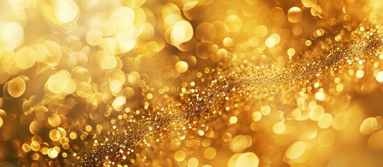 Poster - Blurry mix of shiny gold foil, an ideal backdrop for holiday projects with space for text. Horizontal orientation of the copy space image.