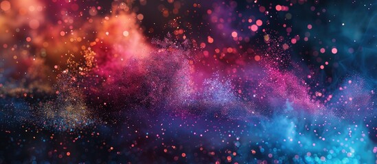 Aufkleber - A dynamic freeze-frame of colorful powder exploding against a backdrop, showcasing a vibrant multicolored glitter texture in a copy space image.