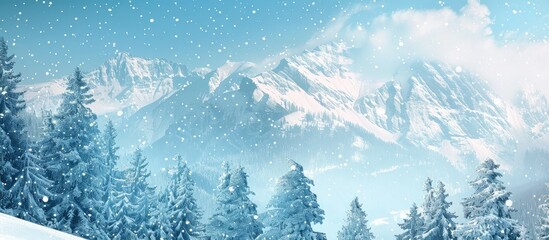 Leinwandbilder - Mountainous winter scene with copy space image for text.